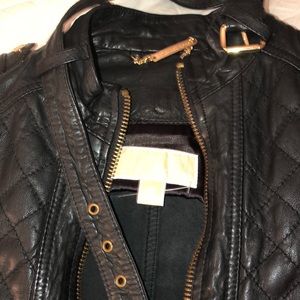Black leather moto jacket